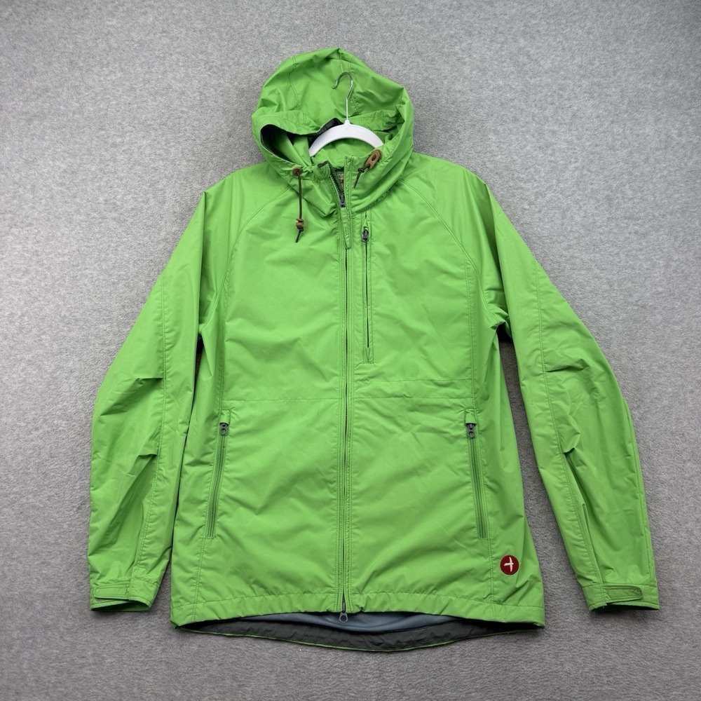 RELWEN Barrier Shell Jacket Mens S Hooded Rain Protect Lightweight Neon Green S